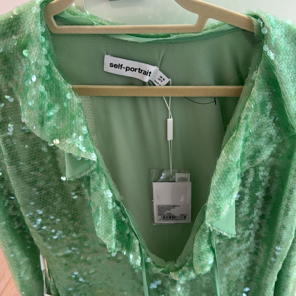 Self Portrait Sequin Ruffled Midi Dress NWT - Picture 7 of 9